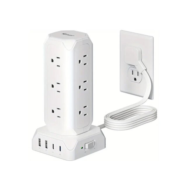 SUPERDANNY Power Strip Tower, 12 Outlets With 35W USB(2 USB-A & 2 USB-C) Charging Station