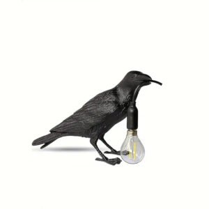 Raven Table Lamps Crow Desk Lamp, Resin Bird Light Lamp with Bulb