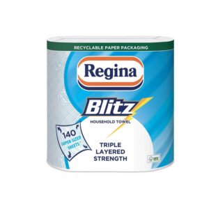 Regina Blitz Household Towels – 2 Rolls Per Pack, 3-ply Kitchen Roll, 70 Sheets Per Roll