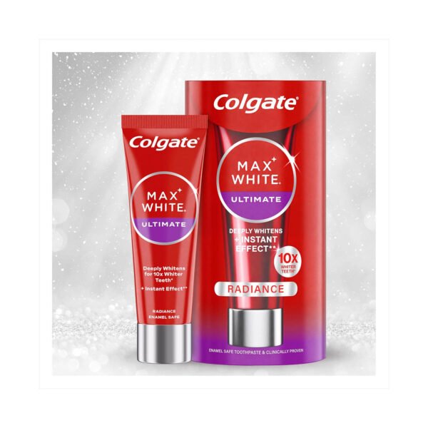Colgate Max White Ultimate Radiance Toothpaste, Whiten Teeth and Reverse 15 Years of Stains, 75ml Tube