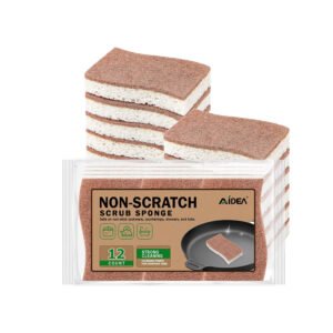 AIDEA Non-Scratch Scrub Sponge-12Count, Cellulose Sponges for Dishes