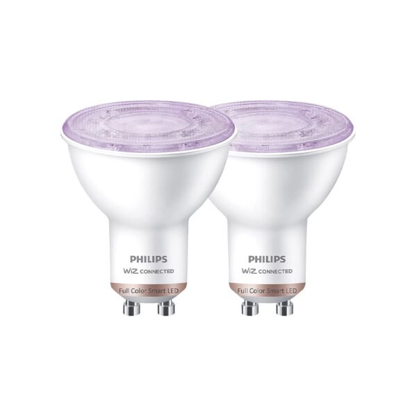 PHILIPS GU10 RGB & WHITE LED SMART LIGHT BULB 4.7W 345LM 2 PACK (334VG)