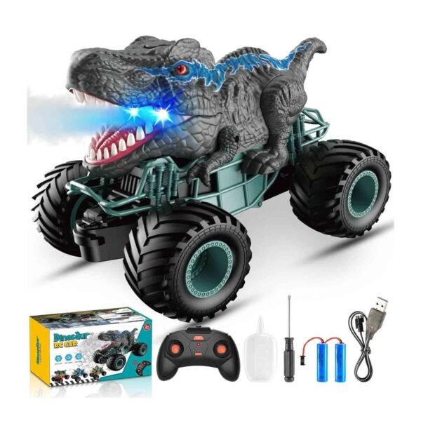 Dinosaur Toys for Boys, 1:16 Scale Remote Control Monster Truck Toys with Spray Roar LED Lights, Kids Toys for 4 5 6 7 8 Year Old Boys Gifts