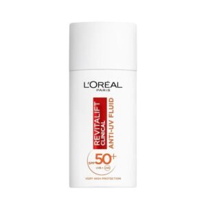 L`Oreal Paris Revitalift Clinical SPF 50+ Invisible UV Fluid, Protect, Prevent and Improve Ageing Signs, Non-Oily Formula for All Skin Tones, Advanced UV Protection and Antioxidant Vitamin C, 50ml