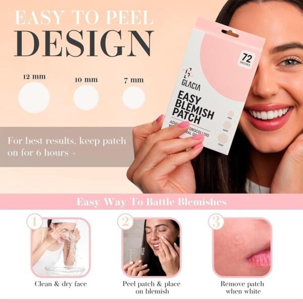 Pimple Patches by Glacia - 72 Pack of Hydrocolloid Patches, Spot Patches for All Skin Types - Image 4