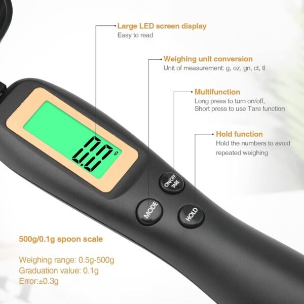 Mafiti Digital Measuring Spoon, Weighing Spoon Scale 500g / 0.1g - Image 2