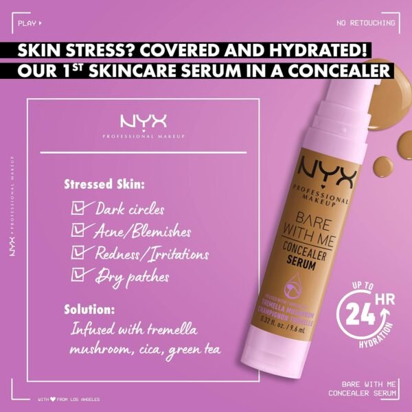 NYX Professional Makeup Bare With Me Concealer Serum, Vanilla, 9.6ml - Image 3