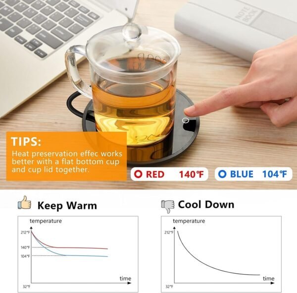 GARMEE Mug Warmer Coffee Warmer - Cup Warmer with 2 Temperature Settings Smart Tea - Image 3