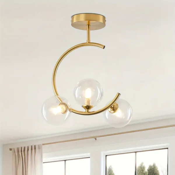 1pc Merbotin 3-Light Modern Semi Flush Mount Ceiling Light For Bedroom Hallway Dining Room - Image 3