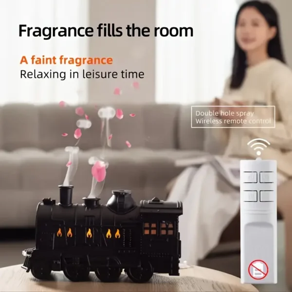 Portable Humidifier, Train Shape Essential Oil Diffuser Humidifier, 10.14oz Vintage Train Humidifier For Bedroom, Living Room, Office - Image 2