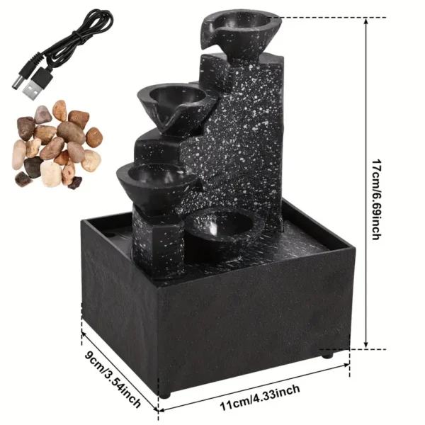 Tabletop Waterfall Decor Relaxation Meditation Desktop Fountain with Soft Lights Decorative - Image 2
