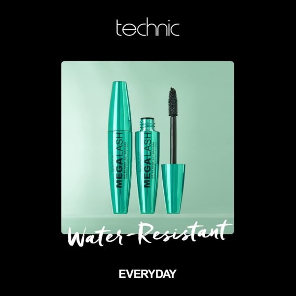Technic Mega Lash Water Resistant Mascara, Volume Glam Lashes - 12ml - Image 3