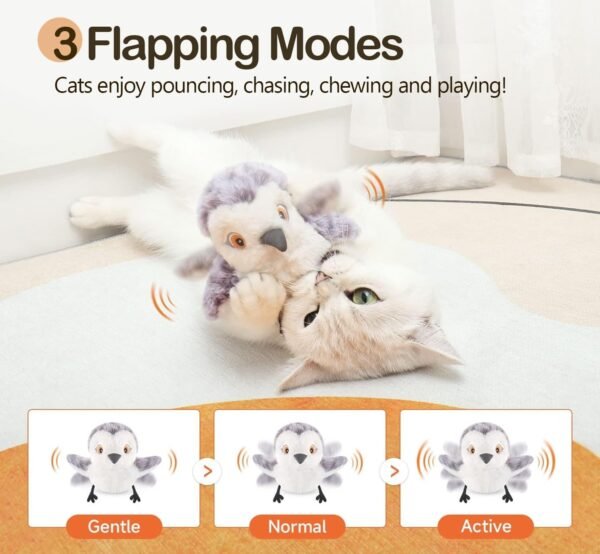 Migipaws Cat Toys Flapping Bird, Lifelike Sandpiper Chirping,Touch Activated KittenToy - Image 5
