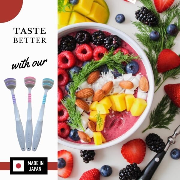 Tongue Cleaner for Adults, Double Plastic Strips Plus Soft bristles, Thin Scraper Brush Head Reduce Gagging - Image 3