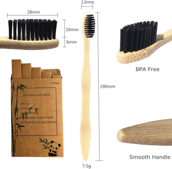 Goaycer Bamboo Toothbrushes Medium Bristles - Family 10 Pack Eco Friendly - Image 2