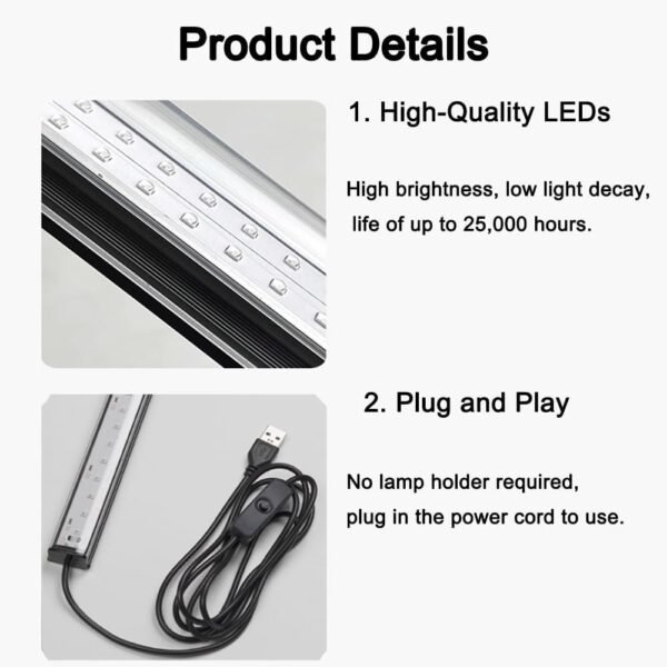 Greenic UV LED Black Light Strip - Upgrade UV Lamp USB 10W 1.5M Cable UV Light 1ft Purple Color Blacklight, 2 Pack [Energy Class A] - Image 4