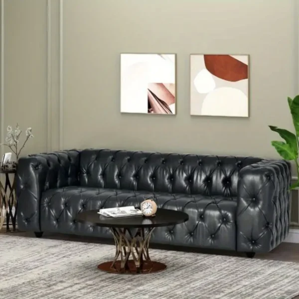 Mirod comfortable 3-seater sofa with wooden legs, PU, suitable for living room and study - Image 4
