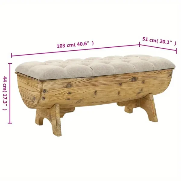 Solid Wood Fir 40. 6 Inch Storage Bench with Cushioned Versatile Organizer for Entryway Living Room and Bedroom - Image 2
