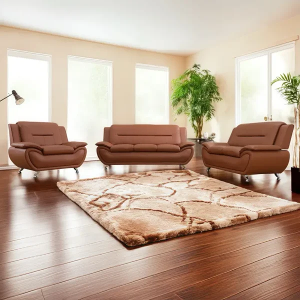 3-Piece Couches PU Leather Sofa Set For Living Room, - Image 5