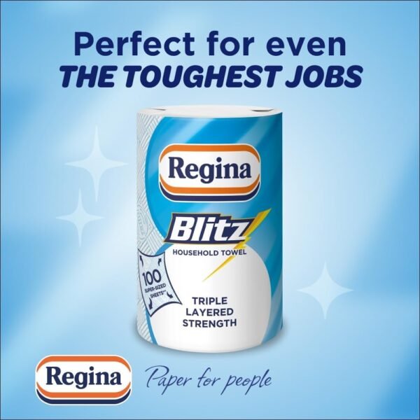 Regina Blitz Household Towels – 2 Rolls Per Pack, 3-ply Kitchen Roll, 70 Sheets Per Roll - Image 4