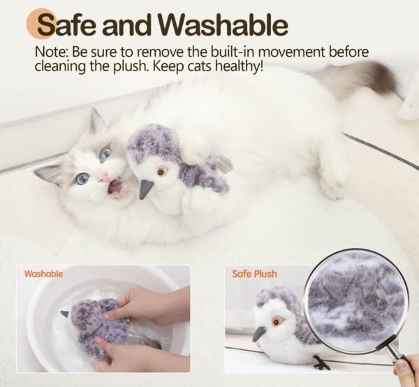 Migipaws Cat Toys Flapping Bird, Lifelike Sandpiper Chirping,Touch Activated KittenToy - Image 4
