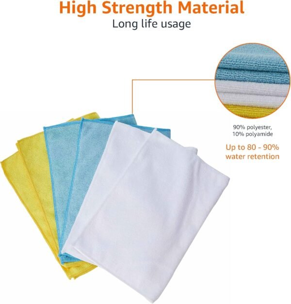 Basics Microfibre Cleaning Cloths, 30.5 x 40.6 cm, Pack of 48, Multi Color - Image 3