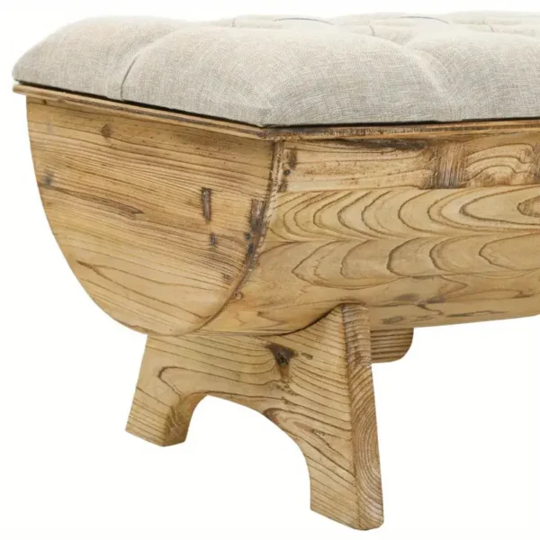 Solid Wood Fir 40. 6 Inch Storage Bench with Cushioned Versatile Organizer for Entryway Living Room and Bedroom - Image 4
