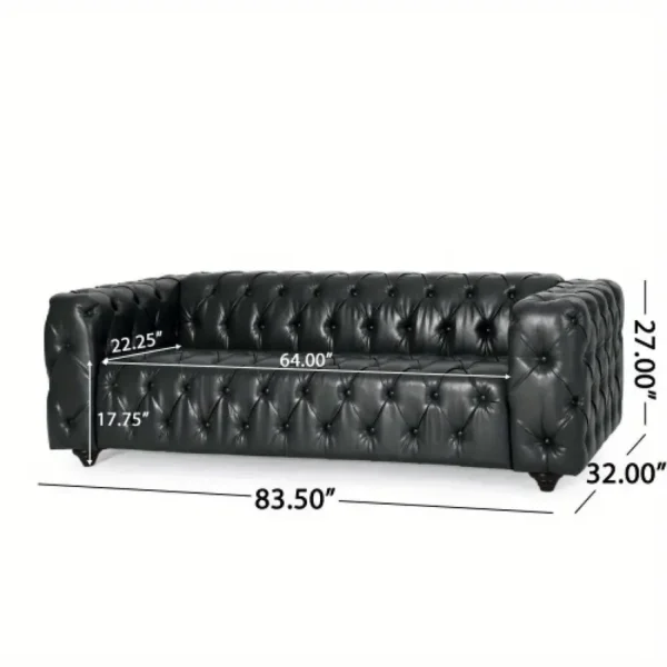 Mirod comfortable 3-seater sofa with wooden legs, PU, suitable for living room and study - Image 3