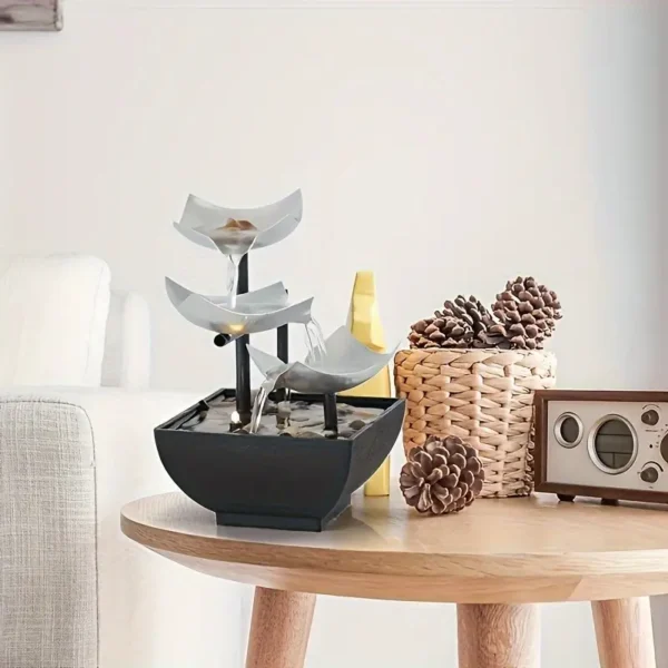 USB powered metal waterfall fountain - rural style desktop decoration with soothing sound, suitable for indoor desktop fountains in homes and offices - Image 4
