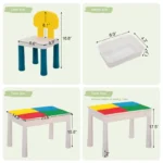 Kid Activity Table Set with 2 Chairs and 100Pcs Large Size Blocks, Compatible with Classic Blocks - Image 2