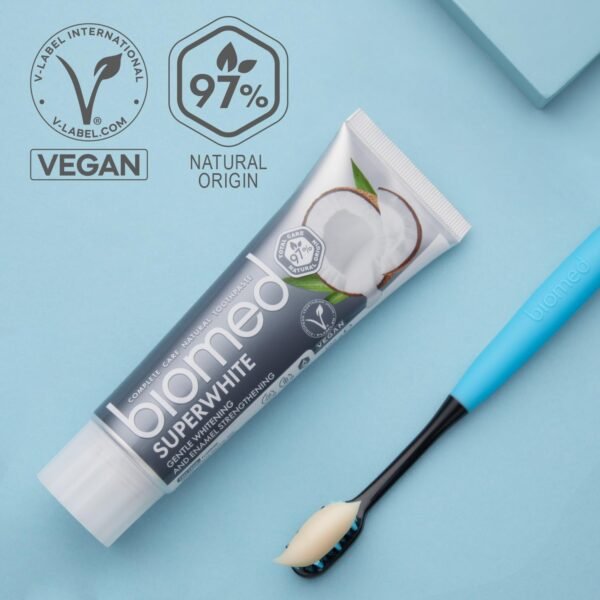 Biomed Superwhite 97% Natural Whitening Toothpaste, Coconut Flavour, Vegan, SLES Free 100g - Image 3