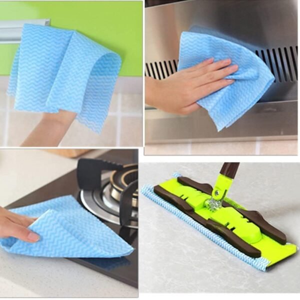 Reusable Cleaning Cloths, Kitchen Dry Wipes, Soft，Easy to Clean，Pack of 100, Blue&Red - Image 5