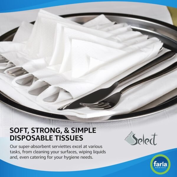 Select White Paper Napkins - Pack of 100 2-Ply Disposable Table Napkins - Image 2