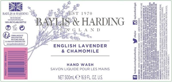 Baylis & Harding English Lavender and Chamomile Hand Wash, 500 ml (Pack of 3) - Vegan Friendly - Image 5
