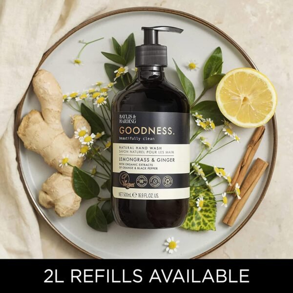 Baylis & Harding Goodness Lemongrass & Ginger Hand Wash, 500 ml (Pack of 3) - Vegan Friendly - Image 2