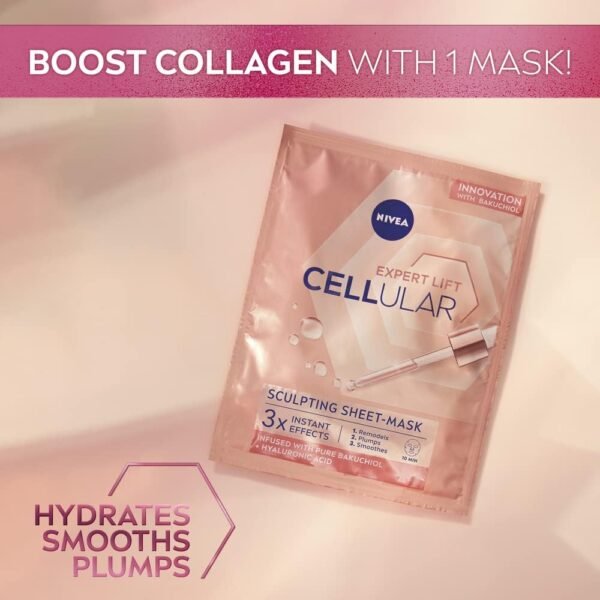 NIVEA Cellular Expert Lift Pure Bakuchiol Sculpting Face Sheet Mask (1pc) - Image 3