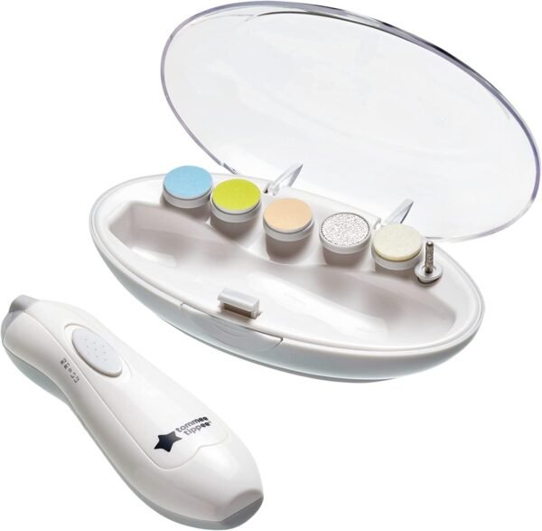Tommee Tippee Electric Baby Nail File Trimmer, Battery-Powered Infant Nail Clipper with LED Light and Six Filing Heads for Baby and Adult Use - Image 2