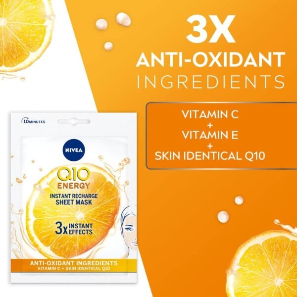 NIVEA Q10 + C Power Anti-Wrinkle + Energy Sheet Mask (1 Piece), - Image 2