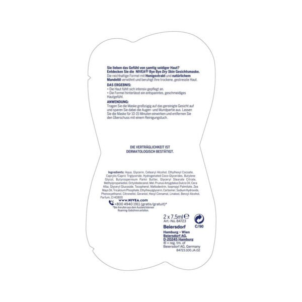 NIVEA Bye Bye Dry Skin Face Mask, Intensive Face Care Mask for Dry Skin - (2 x 7.5 ml) - Image 2