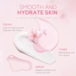 LAIKOU SkinCare Set, JAPAN Sakura Skin Care Sets & Kits - Cleanser,Toner,Face Serum,Eye Cream, Face Cream, Gift Set for Teenage Girls Women Mom Daughter Birthday, Travel Kit for All Skin Types, 5pcs - Image 4