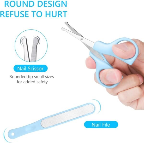 Vicloon Baby Nail Kit, 5-in-1 Baby Nail Care Set, Baby Nail Care Tool, Baby Manicure Set Includes Nail Clippers, Scissor, Earpick, Nail File and Tweezer for Newborn Infant Toddler - Image 4