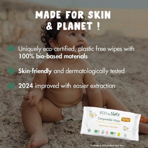 Eco by Naty Unscented Baby Wipes - Sensitive Skin (168 Count - 3 packs of 56) - Image 3