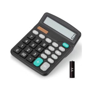 Bimormat Desktop Calculators Solar & Battery Power 12 Digit Large LCD (classic black)