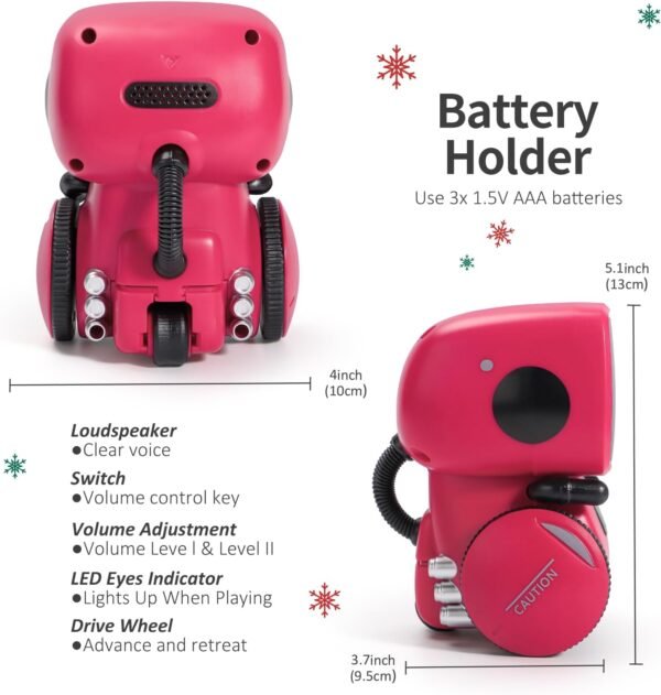 GILOBABY Kid Intelligent Robot Toys, Voice Control &Touch Sense, Children Smart Robotic Toys for Girls, Toys Gift for 3 Years Old Up Girls Boys Birthday, Dance &Sing &Walk, Recorder &Speak Like You - Image 3