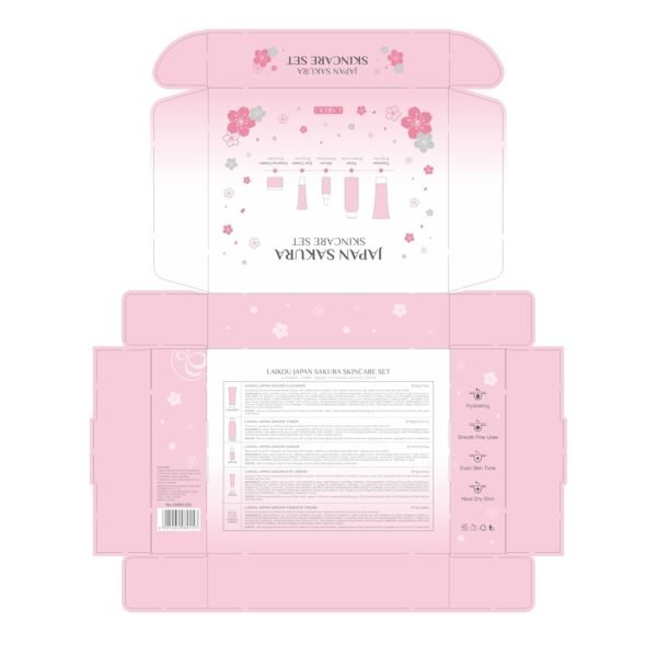 LAIKOU SkinCare Set, JAPAN Sakura Skin Care Sets & Kits - Cleanser,Toner,Face Serum,Eye Cream, Face Cream, Gift Set for Teenage Girls Women Mom Daughter Birthday, Travel Kit for All Skin Types, 5pcs - Image 6