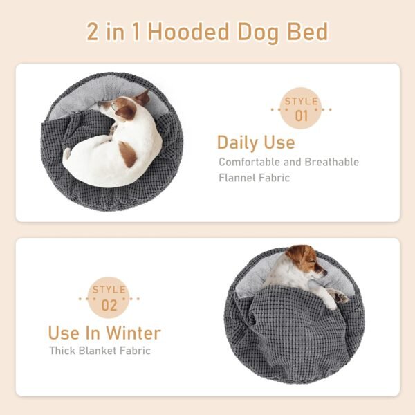 JOEJOY Round Dog Bed Calming Donut Cuddler Pet Bed for Large Medium Small Dogs Fits Up To 25/30lbs Pets - Image 2