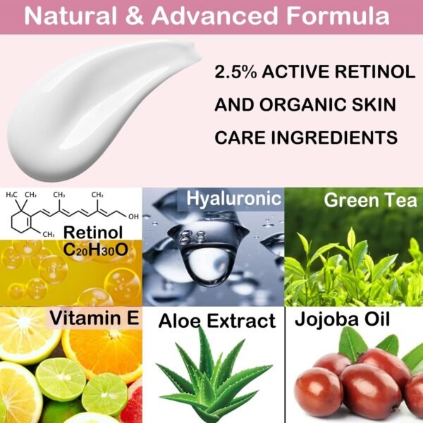 Retinol Moisturizer Cream,For Face&Eye Area Anti Aging Wrinkles & Acne & Fine Lines - With 2.5% Active Retinol (50Milliliter) - Image 4