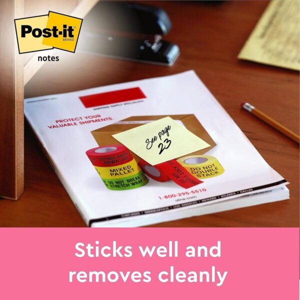 Post-it Notes, Canary Yellow, Hangable Flow Packs, 1 Pad, 100 Sheets, 76 mm x 76 mm - Image 4