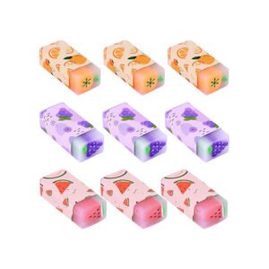 9 Pcs Fruit Erasers, Pastel Rubbers Erasers Coloured Plastic Pencil Eraser Pack