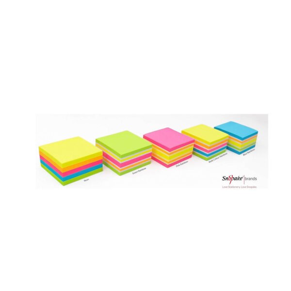 Snopake 76 x 76 mm Neon Assorted Sticky Notes [Cube of 450 Sheets] 11702, Neon/Assorted Colours - Image 3